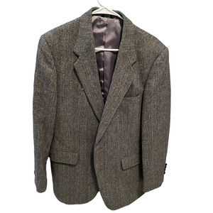 Vintage Joe Namath Signature Collection Gray Herringbone Wool Blazer Size 42R